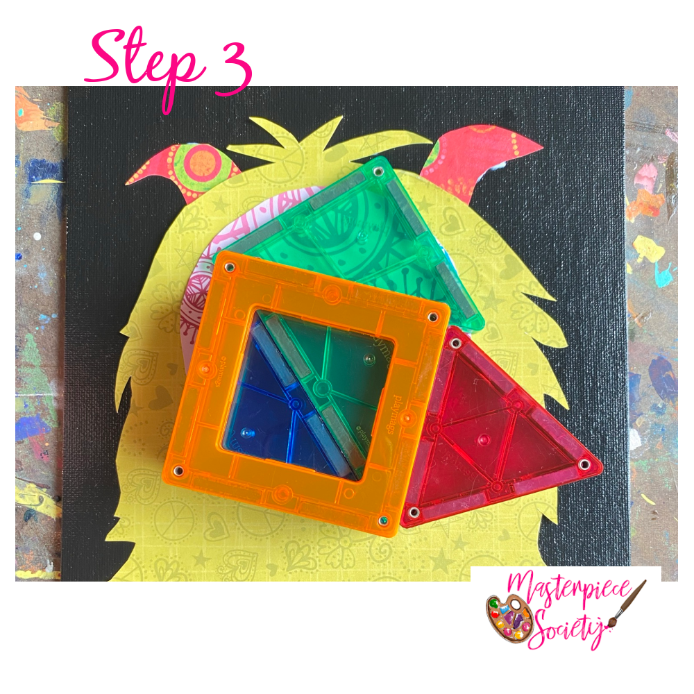 Fun and Friendly Monster Art - Step 3, Apply Mod Podge and cutouts.