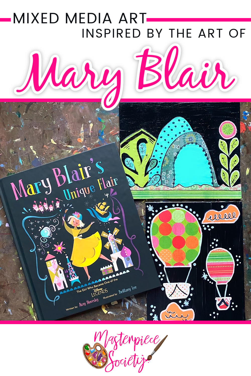 Celebrate the vibrant scenes from Disney’s It’s a Small World ride with this fun mixed media project inspired by the art of Mary Blair.