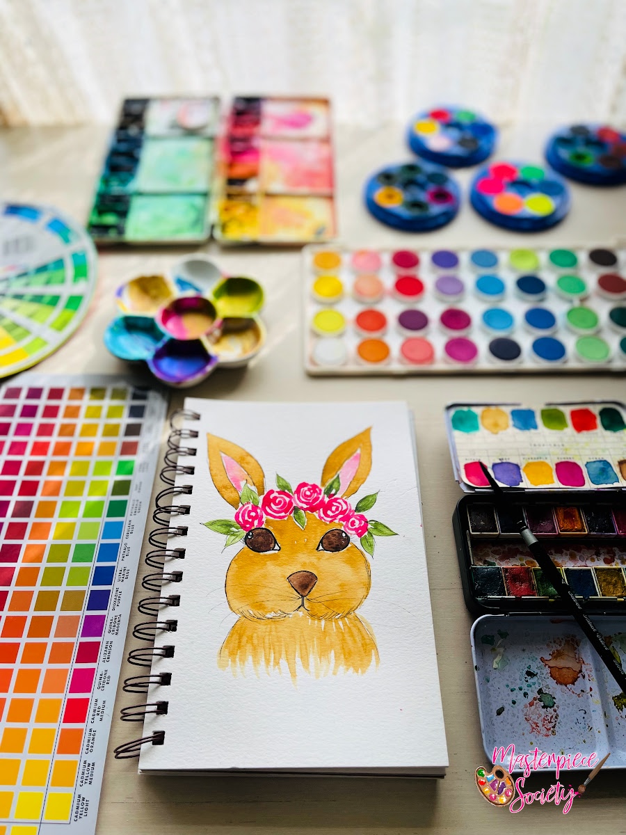 watercolor bunny homeschool art lesson