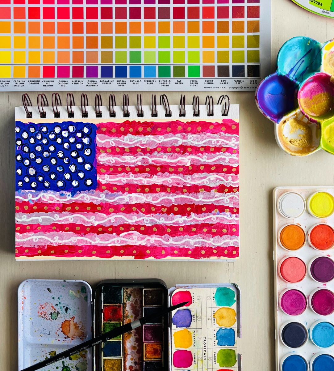 American Flag Art Lesson with Art Supplies